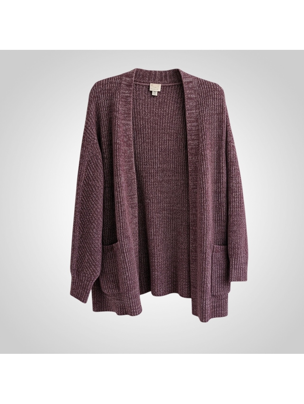 A New Day Women's Medium Marled Purple Open Front Cardigan Sweater